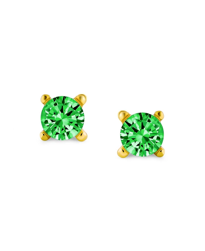 Bling Jewelry Classic Set of 3 Tiny Multi-color Cz Cubic Zirconia Stud Earrings Gold Plated Sterling Silver Screwback Posts