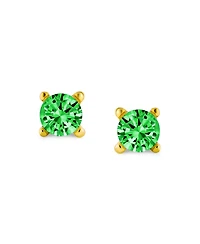 Bling Jewelry Classic Set of 3 Tiny Multi-color Cz Cubic Zirconia Stud Earrings Gold Plated Sterling Silver Screwback Posts