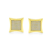 Bling Jewelry Square Cz Kite Shaped Stud Earrings Gold Plated Sterling Silver 2 Set 11MM