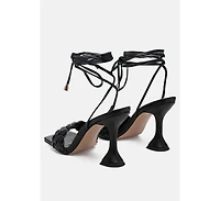 skora tie up spool heel sandals