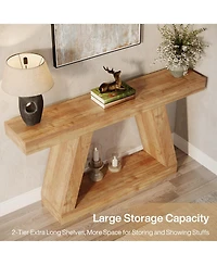 Tribesigns 55" Farmhouse Console Table with Storage – Rustic Sofa Table