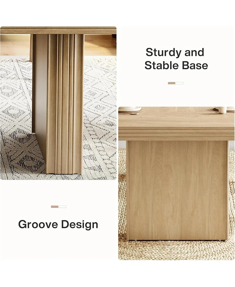 Tribesigns 63 Inches Farmhouse Dining Table for 6, Modern Kitchen Table with Fluted Line for Dining Room