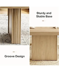 Tribesigns 63 Inches Farmhouse Dining Table for 6, Modern Kitchen Table with Fluted Line for Dining Room