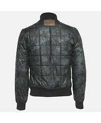 Pre-Owned Dolce & Gabbana Men's Black Printed Synthetic & Cotton Knit Bomber Jacket
