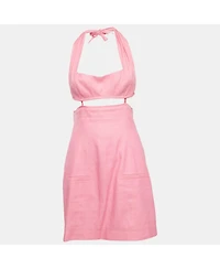 Pre-Owned Jacquemus Women's Pink Linen Blend Cut-Out La Robe Limao Mini Dress