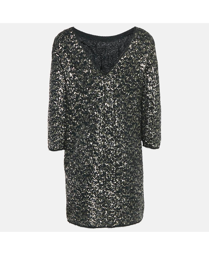 Pre-Owned Zadig & Voltaire Women's Deluxe Black/gold Sequin Rousse Mini Dress