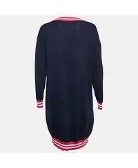 Pre-Owned Love Moschino Women's Navy Blue Sequin Embroidery Cotton Sweater Dress