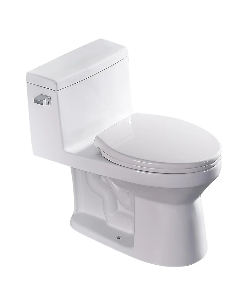 Casainc Ceramic One Piece Elongated Skirted Bathroom Fixture with Comfortable Seat Height and Soft-Closing Seat&Lid