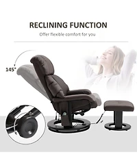 Homcom Massage Recliner Chair with Cushioned Ottoman and 10 Point Vibration