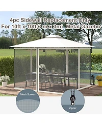 Outsunny 10' x 10' Universal Replacement Mesh Sidewall Netting for Patio Gazebos and Canopy Tents with Zippers, (Sidewall Only) White