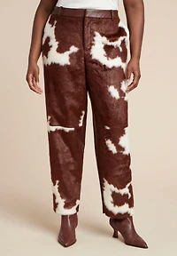 Eloquii Women's Plus Faux Cow Hide And Leather Pant