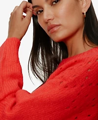 Sanctuary Women's Femme Crewneck Openwork Sweater