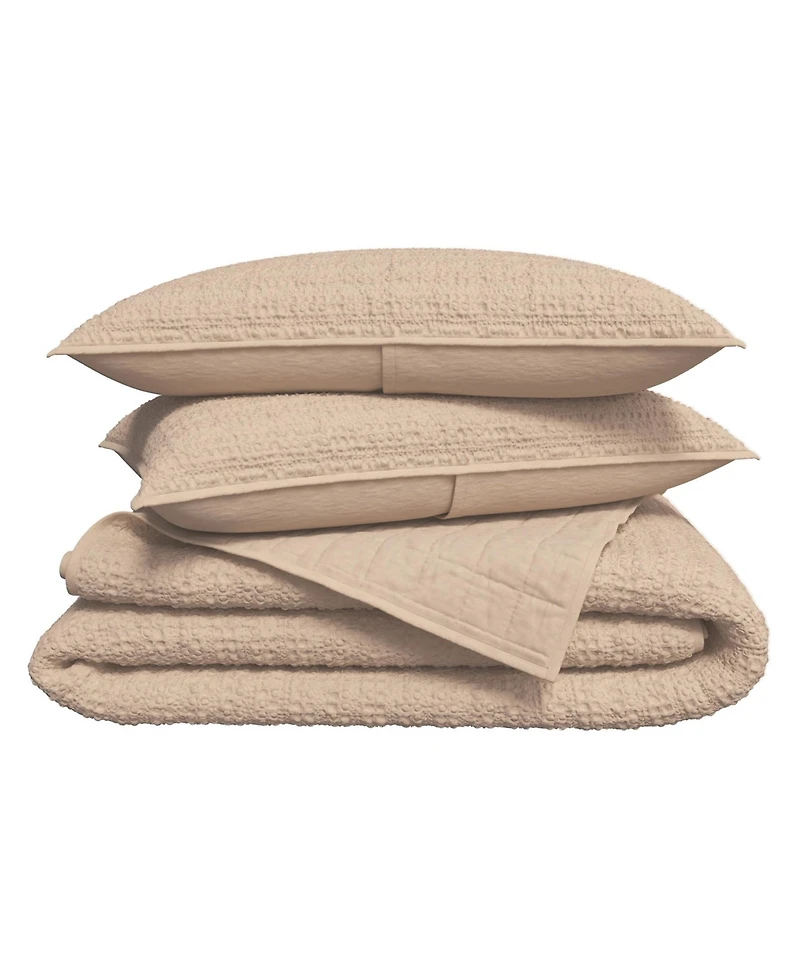 Linery & Co. 3-Pc. 100% Cotton Honeycomb Waffle Garment Washed Quilt Set