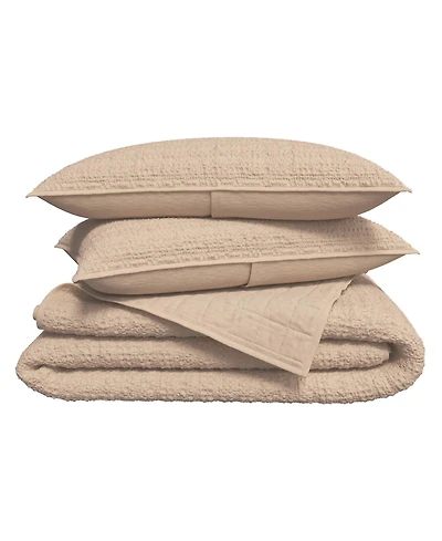 Linery & Co. 3-Pc. 100% Cotton Honeycomb Waffle Garment Washed Quilt Set