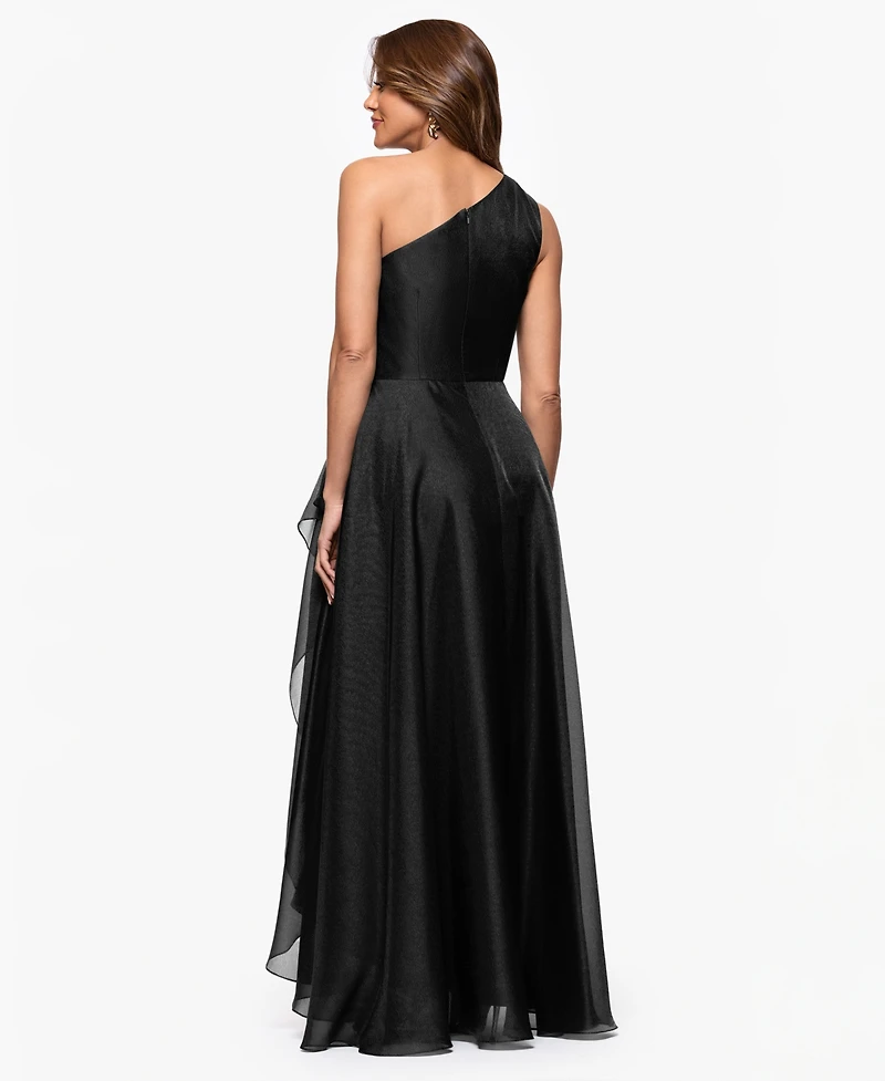 Xscape Petite One Shoulder A-Line Long Dress