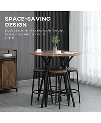 Homcom 5-Piece Bar Table and Chairs Set, Space Saving Dining Table with 4 Stools