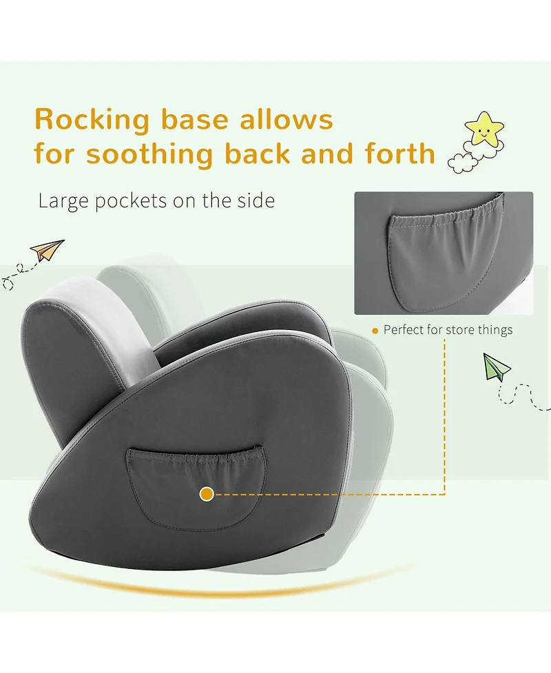 Qaba Childrens Comfortable Sofa Recliner w/ Storage for Remotes & Books