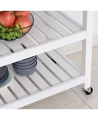 Homcom Stainless Steel Top Kitchen Island Utility Serving Storage Cart on Wheels White