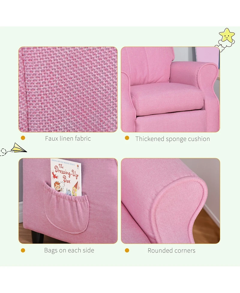 Qaba Kids Recliner Adjustable Armchair Sofa, Soft Sponge Cushion , Pink
