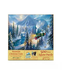 SunsOut Mountain Christmas Train 500 piece Jigsaw Puzzle for Adults Christmas