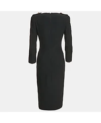 Pre-Owned Alexander Mcqueen Women's Black Crepe V-Neck Midi Dress