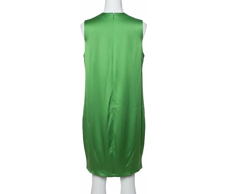 Pre-Owned Alexander Mcqueen Women's Green Silk Satin Sleeveless Shift Dress