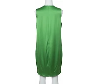 Pre-Owned Alexander Mcqueen Women's Green Silk Satin Sleeveless Shift Dress