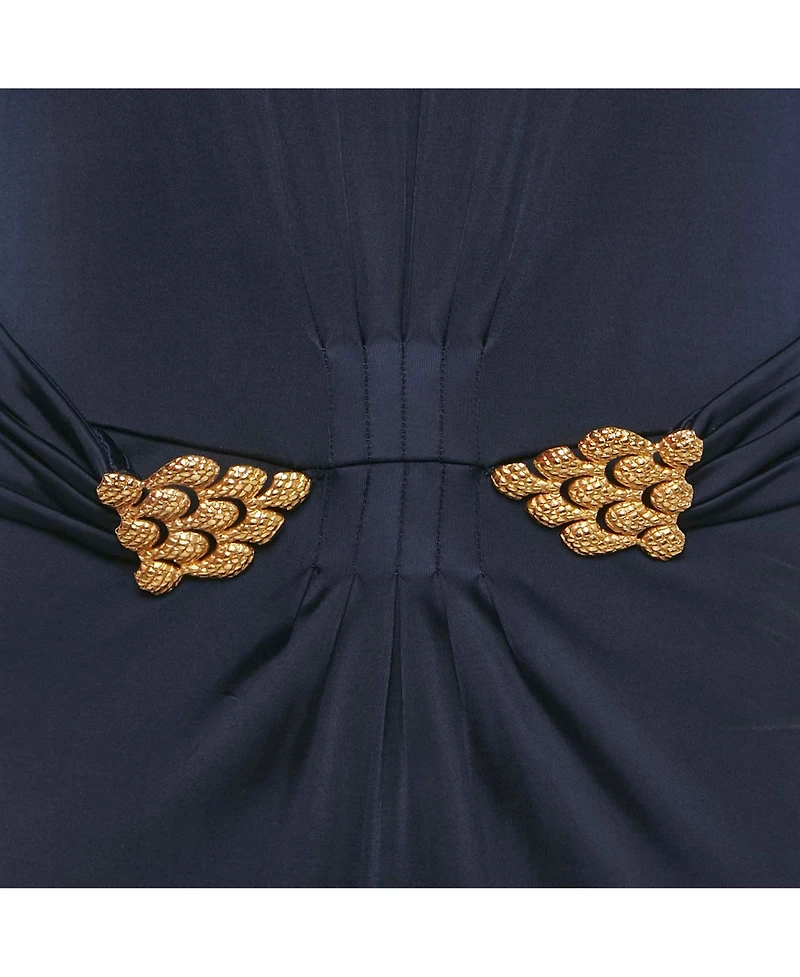 Pre-Owned Roberto Cavalli Women's Purple Jersey Broach Detail Knee