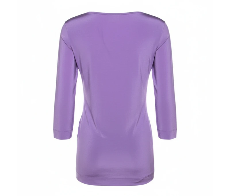 Pre-Owned Roberto Cavalli Women's Lilac Jersey Embellished Logo Scoop Neck Top