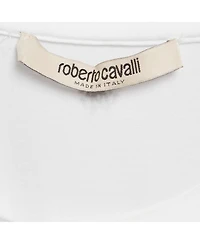 Pre-Owned Roberto Cavalli Women's White Crystal Embellished Jersey T-Shirt