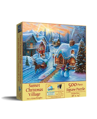 SunsOut Sunset Christmas Village 500 piece Jigsaw Puzzle for Adults