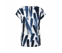 Pre-Owned Dolce & Gabbana Women's f Cotton Brushstroke Print Short Sleeve Tunic Top