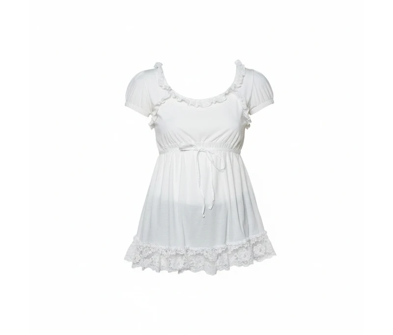 Pre-Owned Dolce & Gabbana Women's Pre-Owned Dolce and Gabbana Knit Lace Trim Tie Detail Top