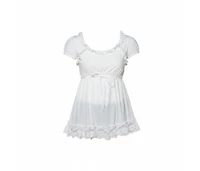 Pre-Owned Dolce & Gabbana Women's Pre-Owned Dolce and Gabbana Knit Lace Trim Tie Detail Top