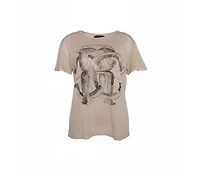 Pre-Owned Roberto Cavalli Women's Logo Print Cotton Pique T-Shirt