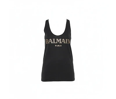 Pre-Owned Balmain Women's Cotton Logo Printed Tank Top