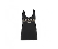 Pre-Owned Balmain Women's Cotton Logo Printed Tank Top