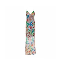 Pre-Owned Missoni Women's Cream Floral Print Crepe Sheer Maxi Dress