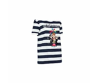 Pre-Owned Dolce & Gabbana Women's Striped Cotton Patch Detail Crewneck T-Shirt