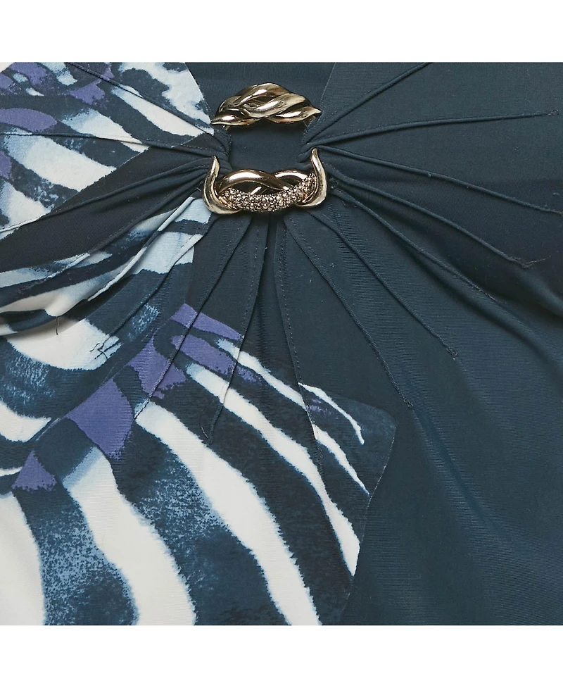 Pre-Owned Roberto Cavalli Women's Printed Jersey Neck Detail Top