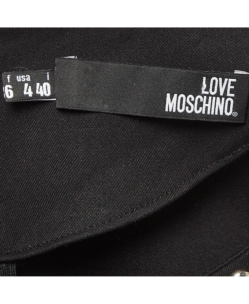 Pre-Owned Love Moschino Women's Black Studded Gabardine Sheath Dress