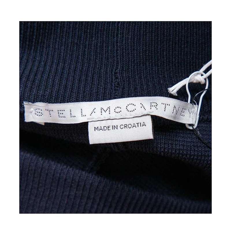 Pre-Owned Stella Mccartney Women's Navy Blue Cotton Knit Contrast Stripe Panel Detail Midi Skirt