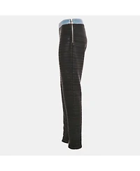 Pre-Owned Balmain Black Denim Trim Stretch Crepe Pleated Pants