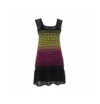 Pre-Owned Missoni Multicolor Perforated Knit Ruffle Detail Shift Dress