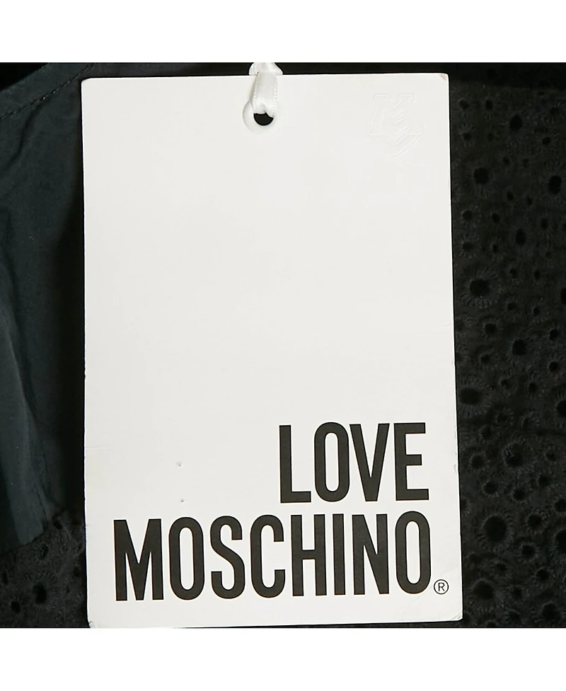 Pre-Owned Love Moschino Women's Black Broderie Anglaise Cotton Mini Dress