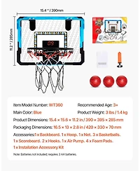 Mecale Kids Basketball Hoop, Over-the-Door Mini Basketball Goal with Electronic Scoreboard and Led Light for Ages 3+