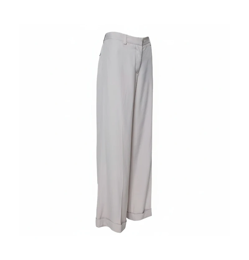 Pre-Owned Stella Mccartney Women's Ecru Silk Blend Wide Leg Trousers