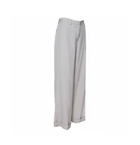 Pre-Owned Stella Mccartney Women's Ecru Silk Blend Wide Leg Trousers