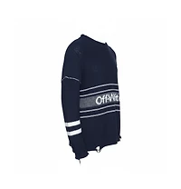 Pre-Owned Off-White Men's Logo Intarsia Knit Distressed Jumper