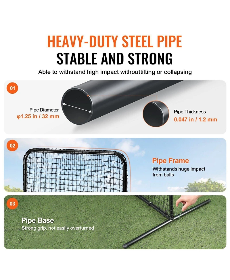 Mecale I-Screen Baseball Net, 7x4 ft Safety Pitching Screen with Carry Bag and Stakes, Heavy-Duty Batting Cage Protection Net